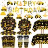 53 Pcs Construction Birthday Party Supplies Banner Dump Truck Party Hanging Swirl Traffic Zone Theme Streamers for Boys Birthday Baby Shower Engineering Theme Party Favors
