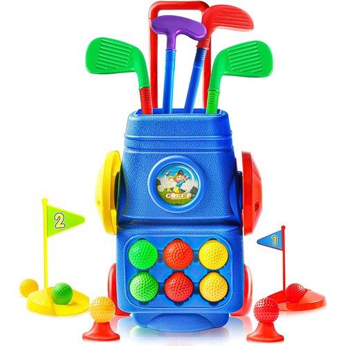 Toddler Golf Set Toys for Kids, Golf Suitcase Game Play Set Sports Toys with 4 Colorful Golf Sticks 6 Balls 2 Practice Holes Indoor & Outdoor Toys for Toddlers Boys Girls 3 4 5 6 Years Old