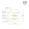 Andaz Press Personalized Round Circle Wedding Favor Gift Labels Stickers, Metallic Gold Ink, Thank You for Celebrating with US, 40-Pack, Custom Made Any Name