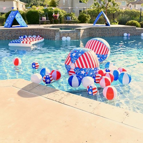 Fun Express - Patriotic Giant Beach Ball for Fourth of July - Toys - Inflates - Beach Balls - Fourth of July - 1 Piece