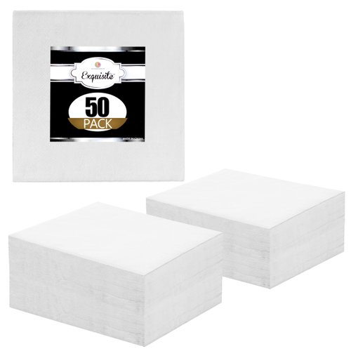 50 Pack White Paper Napkins Disposable, 2 Ply Party Napkins, White Disposable Napkins, Fun Napkins Everyday – White Napkins Great As Beverage Napkins Or Cocktail Napkins Paper Exquisite