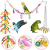 KATUMO Bird Toys, Parrot Swing Parakeet Ladder Conure Wood Perch Bird Chew Toys Cockatiel Hanging Bell Toys for Parakeet, Conure, Cockatiel, Mynah, Love Birds, Finch, Small Pet Birds