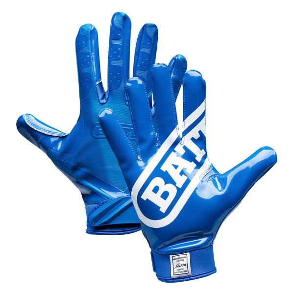 Battle Sports Double Threat Wide Receiver Football Gloves - Adult and Youth Football Gloves - Ultra Stick Gloves - Adult Small, Blue