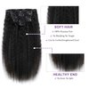 Kinky Straight Clip in Hair Extensions Real Human Hair 7Pcs 120g OQ Hair Kinky Straight Clip Ins Full Head Double Weft Brazilian Virgin Hair Extensions for Women Natural Black 7Pcs 120g 22Inch