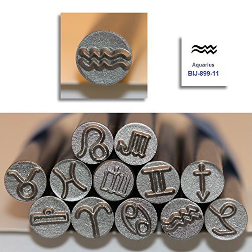 Kent 9.0mm Aquarius Zodiac Symbol Metal Punch Stamps, Sold Individually