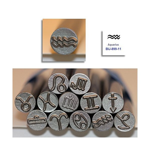 Kent 9.0mm Aquarius Zodiac Symbol Metal Punch Stamps, Sold Individually