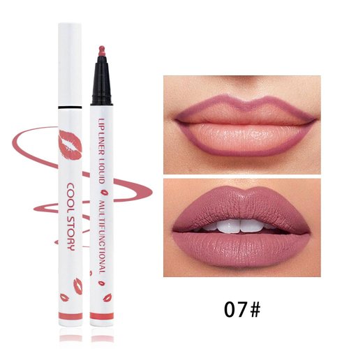 YUANLI Lip Stain Marker Pen, Lip Liner and Lipstick 2 in 1, Long Lasting Waterproof Matte Lip Tint Stain for Women, Hydrating and Waterproof 24 Hour Lip Liner Pencil & Liquid Lipstick - 07