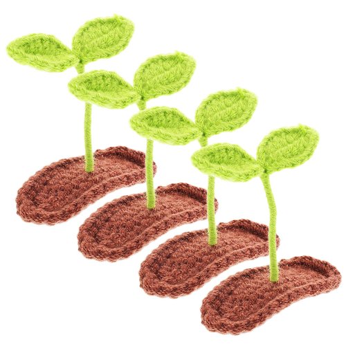 FRCOLOR 4PCS Bean Sprout Hair Clips Braided Hair Clips Woolen Knitting Hairpins Bean Sprouts Clips Funny Headwear for Women Girls Hair Accessories