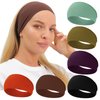 RITOPER Women's Extra Soft Wide Thick Yoga Headbands, Non Slip Sweat Bands, 6 Pack Solid Hair Bands, Black, Tennis, Yoga, Running
