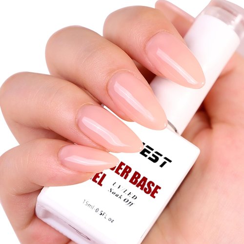 FANNEST Rubber Base Gel Polish,Elastic Base Coat,Sheer Clear Nude Pink Color Nail Polish,LED/UV Soak Off for Nail Strengthener/Extension,Base color gel.