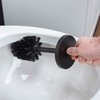 JS Jackson Supplies Sleek Toilet Brush and Holder with Metal Handle - Matte Black
