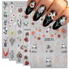 5 Sheets Halloween Nail Stickers 5D self Adhesive Cute Ghost Flower Nail Decals Skull Spider Nail Stickers for Nail Art Halloween Embossed Nail Art Design Halloween Stickers DIY Manicure for Women