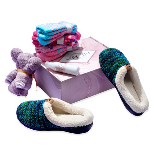 VERY PERI Birthday Gift Box for Women – Curated Gift Box for Her Gift Box Assortment with Slippers Socks Body Lotion Towel & Message Gift Card– Perfect Return Gift Present