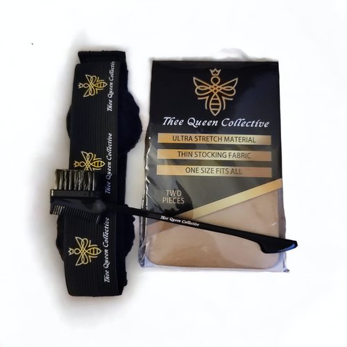 Thee Queen Collective Melt Band for Lace Wigs with Ear Protection 4 Wig Caps Edge Brush Wax Stick 4 pcs Flawless Install Wig Band Elastic Band Lace Melting Band