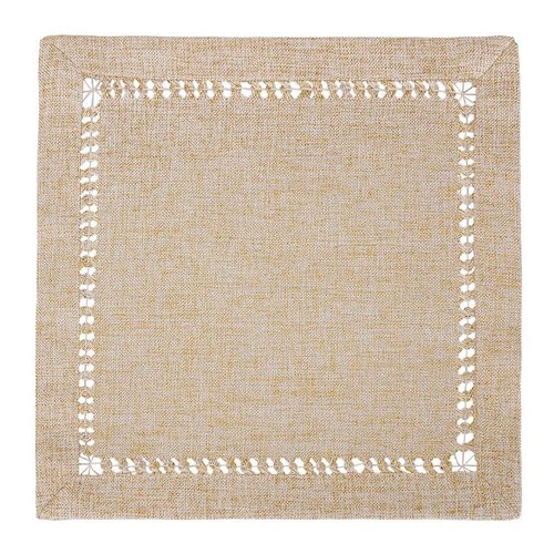 Grelucgo Handmade Hemstitch Beige Cocktail Napkins (4 Pieces 12 x 12 Napkins)