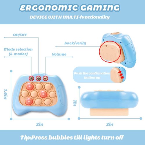 Pop Fidget Kids Quick Push Toy Game, Fast Push Handheld Games Toys for Ages 8-13,Bubble Stress Pop Light up Game, Birthday Xmas Gift,Autism Relief Relief for 3 4 5 6 7 8 9 Year Old Girls, Pink