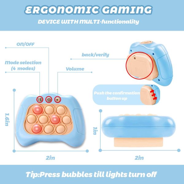 Pop Fidget Kids Quick Push Toy Game, Fast Push Handheld Games Toys for Ages 8-13,Bubble Stress Pop Light up Game, Birthday Xmas Gift,Autism Relief Relief for 3 4 5 6 7 8 9 Year Old Girls, Pink
