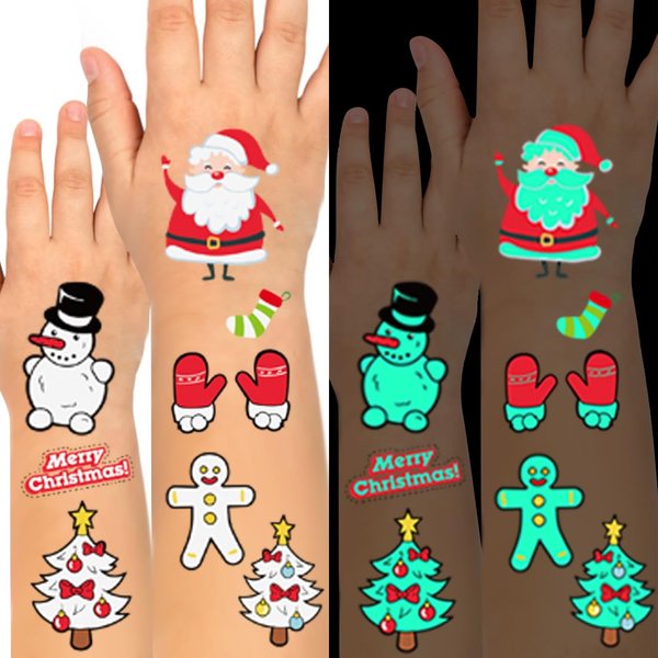 Christmas luminous Temporary Tattoos Christmas Glow Fake Tattoos for kid and Adult -A