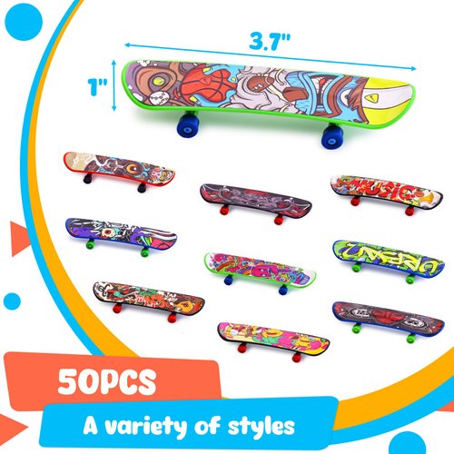 POPLAY 50PCS Mini Finger Skateboards, Finger Boards Toy Skateboards for Kids Party Favors, Christmas Stocking Stuffers, Classroom Exchange Prizes