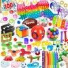 (100 Pcs) Fidget Toys Pack, Party Favors Stress Relief & Anxiety Relief Sensory Toy， Classroom Prizes Pinata Filler Treasure Box，Stocking Stuffers Gifts for Kids Boys Girls Teens