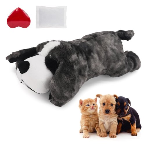 IFOYO Heartbeat Dog Toy, Dog Behavioral Aid Puppy Toys, Dog Comfort Toy for Behavioral Aid Crate Training, Heartbeat Stuffed Animal Toy for Dog Anxiety Relief and Calming Aid (Tie-dye Dark Gray)