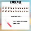 IMSOHOT Short Press on Nails Square Glossy Fake Nails Acrylic Squoval False Nails Glue on Nails Nude Nails with Ink Painting Designs 24PCS