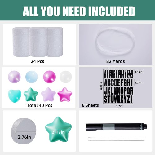 76 Pcs DIY 3D Friendship Bracelet Birthday Banner Music Fansdisco Prom Supplies Birthday Decoration for Concert Theme Supplies Wall Door Bunting Banner Flag Birthday (Mermaid Color)