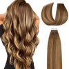 Lacer Hair Tape in Hair Extensions Human Hair 20 Pieces 50 Grams Balayage Chocolate Brown to Caramel Blonde with Chocolate Brown Roots Tape in Hair Extensions 16 Inch R#4-4/27