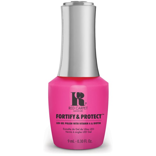 Red Carpet Manicure Fortify & Protect Bubblegum Pink Crème Gel Polish for Strong, Healthy Nails - Infused with Vitamin A & Biotin - (Dressed To Impress) Led Nail Gel Color, 0.3 Fl Oz