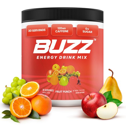 Morning Buzz Energy Drink Powder - Energy Boost Drink Mix - Sugar-Free Energy with Antioxidants - Morning Kickstart and Sports Nutrition Endurance Product - 30 Servings, Fruit Punch, 7.9 Ounces