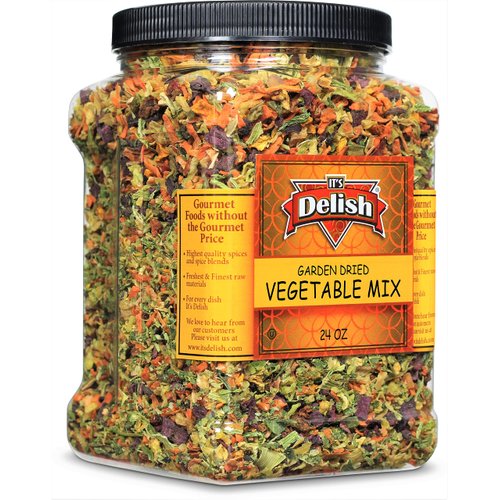 Garden Vegetable Soup Mix by It’s Delish, 24 OZ Jumbo Container | 12 Natural Dehydrated for Ramen Noodles, Soup Greens with Beets | Freeze Dried Veggie Blend | Vegan, Gluten-Free and Kosher