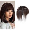 viviaBella Women 10" Twist Braid Headband Straight Hairpieces Human Hair Clip In Topper Hair Extension With Bangs Invisible Natural (Dark Brown)