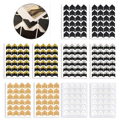 Photo Corners Self Adhesive Stickers for DIY Scrapbook, Photo Album, Trip Journal, Memory Book or Dairy (240 Pieces Multicolored)