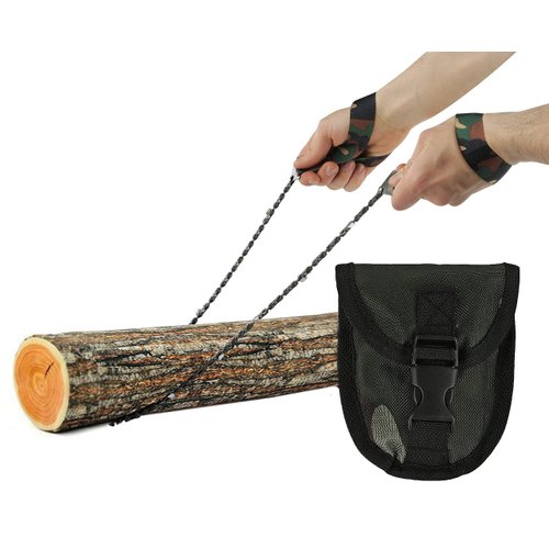 Pocket Chainsaw - Razor Sharp Self Cleaning 25.5 In Portable Hand Saw Survival Gear with Black Holster for Camping, Hunting, Hiking | Pocket-sized 25.5” Emergency Wilderness Survival Chain Saw (Green)