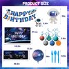 Outer Space Birthday Party Decorations, Outer Space Birthday Party Supplies, Space Themed Decoration Include Space (Foil) Balloon/Happy Birthday Banner/Cake Topper/Plate/Napkin/Cup/Tablecloth/Backdrop