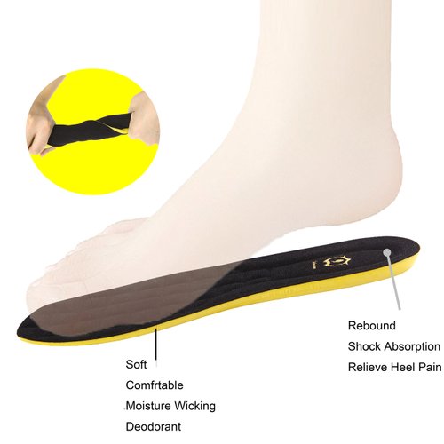Wnnideo Thick Memory Foam Shoes Insert with Arch Support - Premium Cushioning Orthopedic Shoe Insoles for Heel Pain & Plantar Fasciitis, Running, Hiking, Working Men & Women (Black 9)