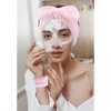 VELSCRUN 6 Pack Spa Headband, Makeup Headband, Face Wash Headband, Skincare Headbands, Pink Sponge Hair Band Bow Tie Spa Headband for Washing Face Wristband Set Hair Accessories for Women Girls Gifts