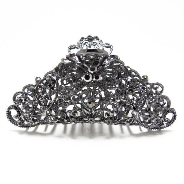 Black Austrian Crystal Hematite tone metal Bow hair claws clips pins H1379