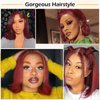 FAVE 12 Inch Burgundy Bob Wig Human Hair 13x4 Frontal Lace Wig 180% Density Bob Glueless Wigs Human Hair Pre Plucked with Baby Hair Natural Black Short Human Hair Wigs for Black Women