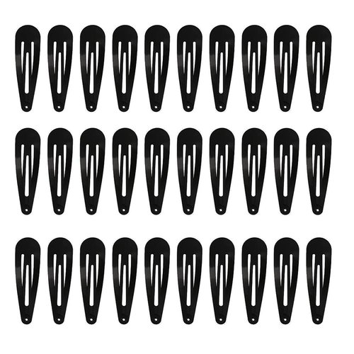 Medsuo 30pcs Black Barrettes Metal Snap Hair Clips Non-slip Flat Barrettes Accessories for Kids, Girls and Women for Fine, Thin, Thick, and Curly Hair Types
