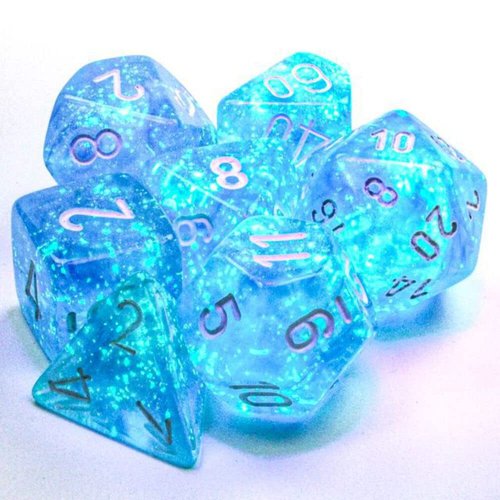 Chessex Polyhedral 7-Die Set - Borealis Sky Blue/White with Luminary 27586 (CHX27586)