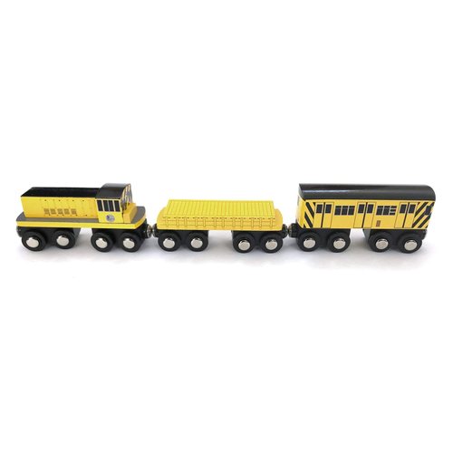 MUNI PALS Munipals New York City Subway Wooden Railway Work Train and Sheds Set–Child Safe and Tested Wood Toy Trains