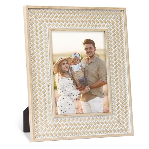 takfot Boho Picture Frames 5x7 Inch Rattan Decor Bohemian Rustic Style Carved Wood Photo Frame for Wall Mount or TableTop Display, Gifts for Mom Grandma Father Family Friends