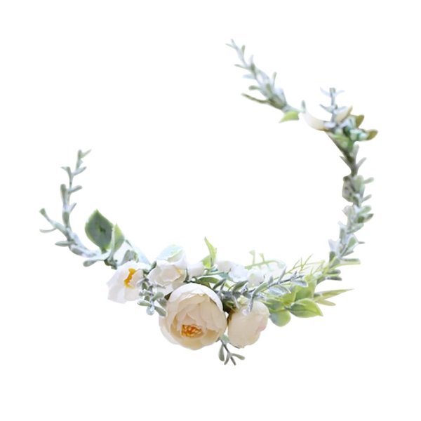 FIDDY898 Flower Crown Greenery Boho Headband Festival Wedding Flower Girl Headpiece Wreath Photo Hair Prop Headpiece