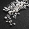 Yovic Crystal Bride Wedding Hair Comb Silver Bridal Headpieces Rhinestone Pearl Hair Pieces Bridesmaid Side Combs Hair Accessories for Women and Girls(Silver-3)