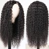 Amznlady Curly V Part Wig Human Hair Brazilian Virgin Human Hair Wigs for Black Women Upgrade U Part Wig Glueless Full Head Clip In Half Wig V Shape Wig No Leave Out 180% Density Natural Color 16 Inch