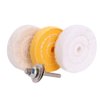 SCOTTCHEN 3 Inch Ultra fine Cotton 1 Treated Yellow Cotton 1 Fine Cotton 1 Buffing Polishing Wheel 2/5 inch Arbor Hole for Mini Bench Grinder with one 1/4" Shank for Drill