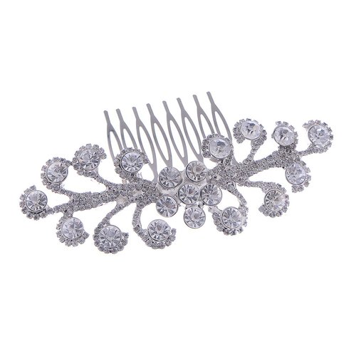 Alilang Silvery Tone Clear Crystal Rhinestones Elegant Daisy Flower Bridal Hair Comb