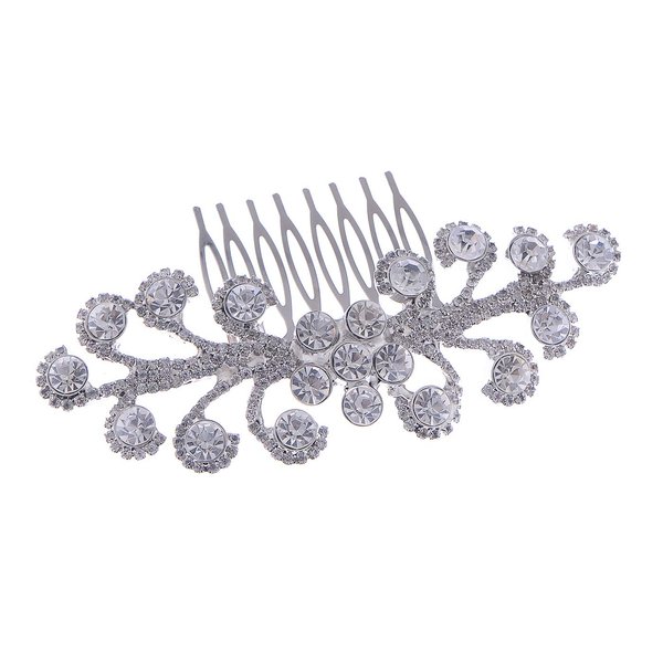 Alilang Silvery Tone Clear Crystal Rhinestones Elegant Daisy Flower Bridal Hair Comb