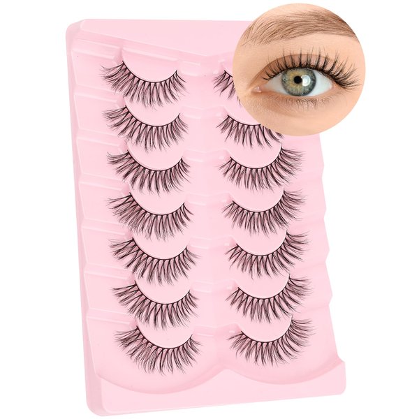 Lash natural wispy eyelashes, Frihappy false eyelashes, Wispy Strips, Faux Mink Lashes, black band lashes, pestañas postizas naturales, 7 pairs, Frihappy 2024 lashes #Aguila